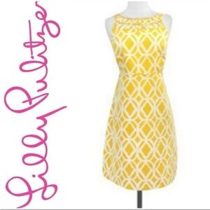 Lilly Pulitzer Jacqueline Bamboo Yellow Lattice Dress  size 6